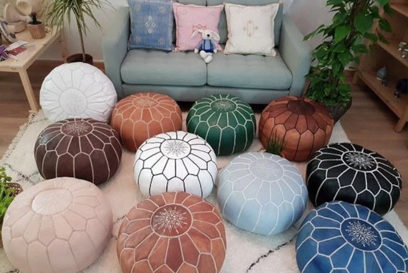 Pouf en cuir