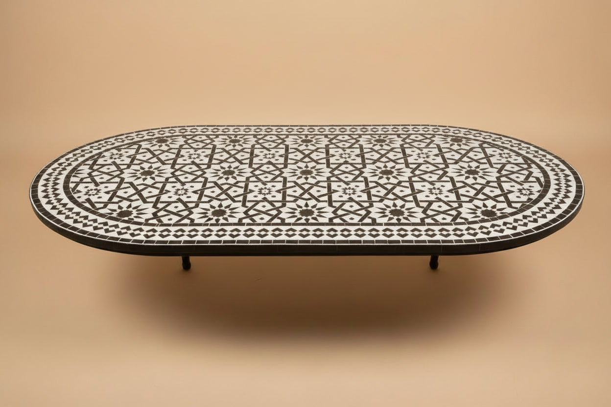Table ovale zellige artisanal Blanc