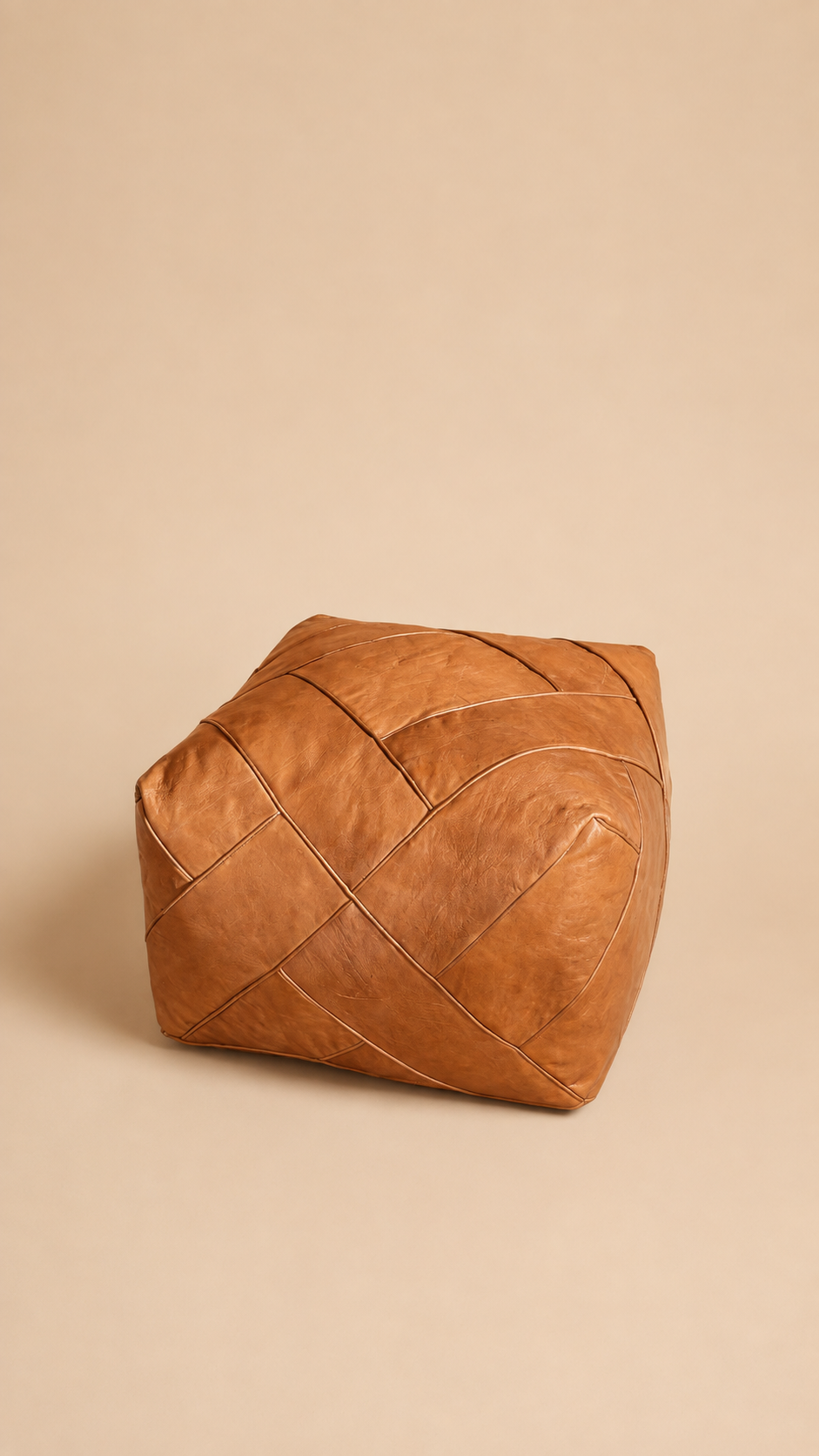 pouf carré en cuir véritable _fabrication boda