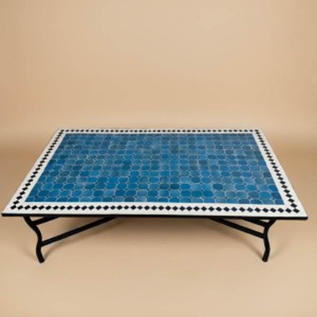 Table rectangulaire zellige artisanal Bleu