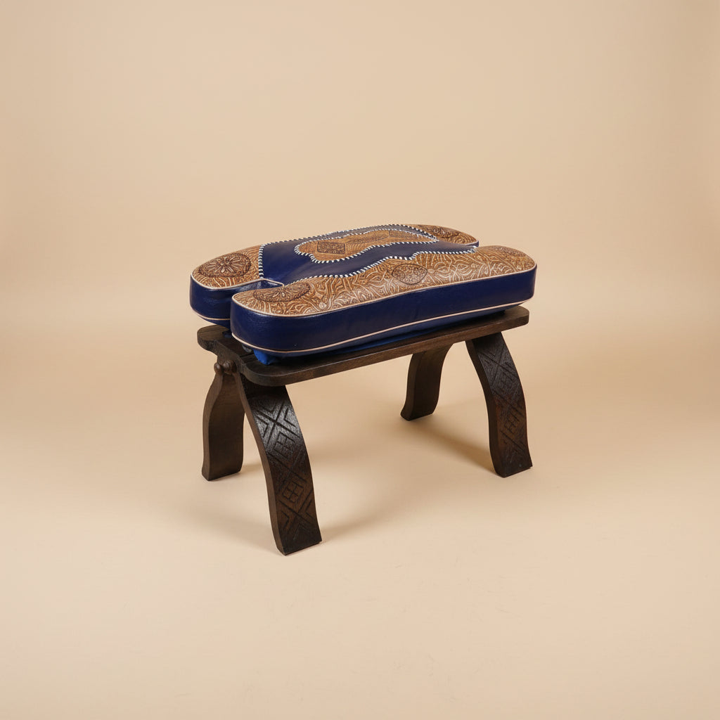 Tabouret chameau en cuir
