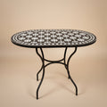 Table ovale zellige artisanal blanc & noir