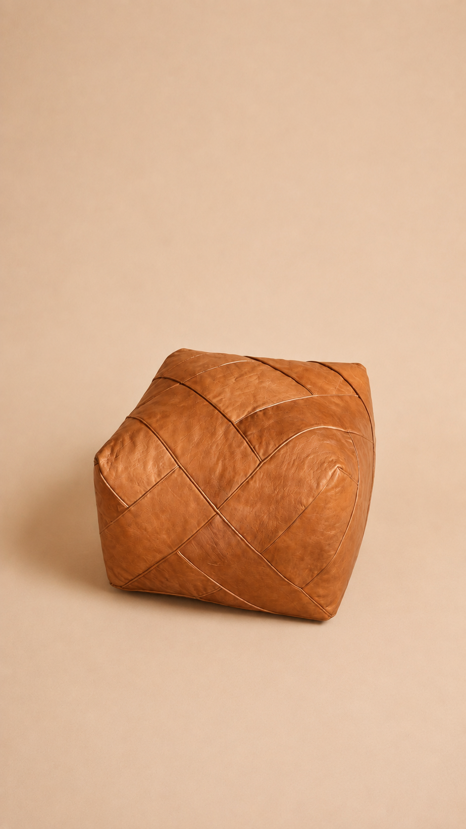 pouf carré en cuir véritable _fabrication boda