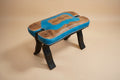 Tabouret chameau en cuir bleu