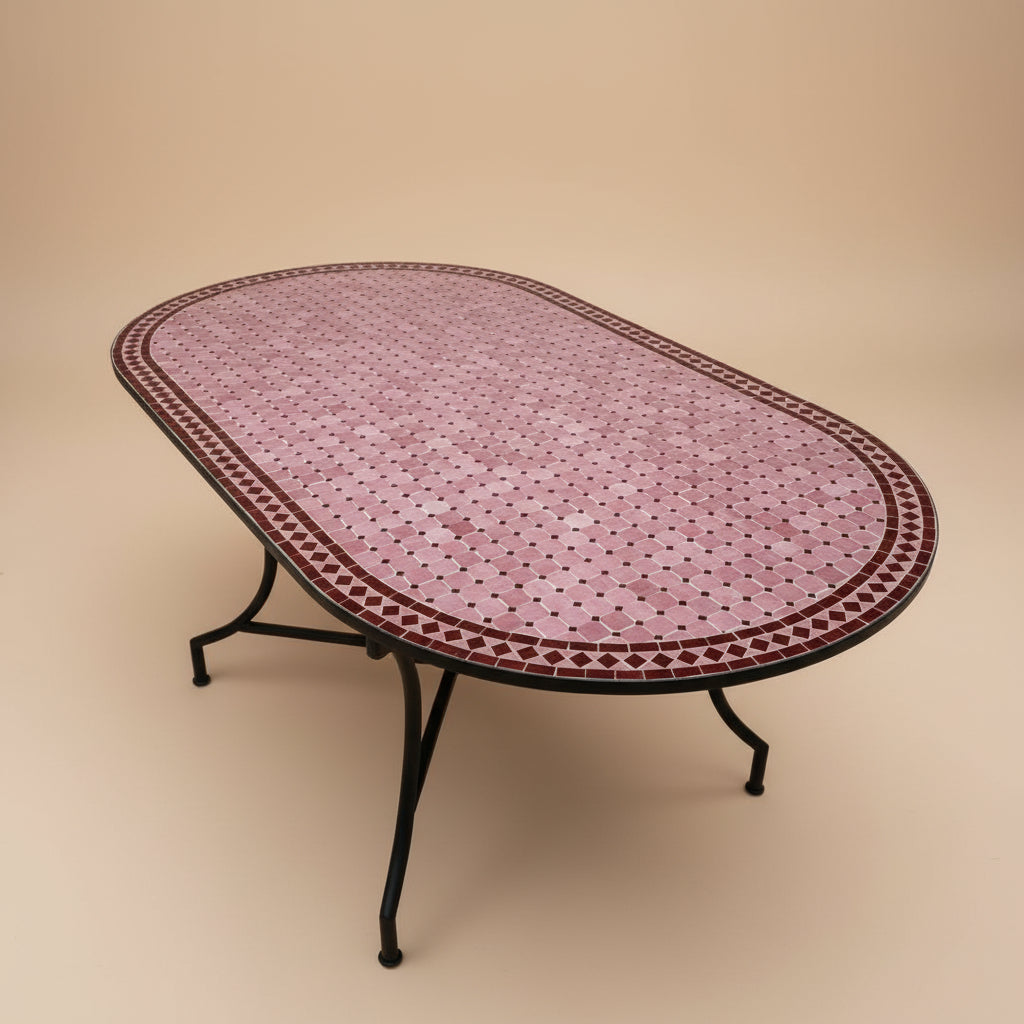 Table ovale zellige artisanal mauve hue