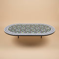 Table ovale zellige artisanal Blanc, Bleu, Turquoise, Marron, Jaune