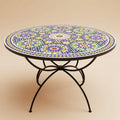 Table ronde en zellige artisanal multicolore